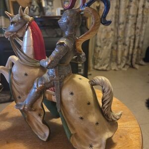 Andrea Sadek Jousting Knight on Horse Figurine with Colorful Plumes